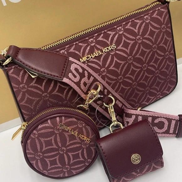 MICHAEL KORS Jet Set Travel Small Logo Jacquard Crossbody With Tech Attach - Oxb - Picture 3 of 16